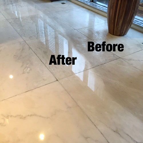 Historical hotel marble floor -  Before and After